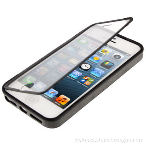 Transparent Flip TPU Case for iPhone 5 & 5S (Black)
